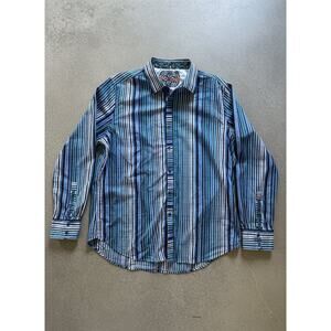Robert Graham Striped Contrast Trim Shirt XL – Approx 2015 – Classic Fit